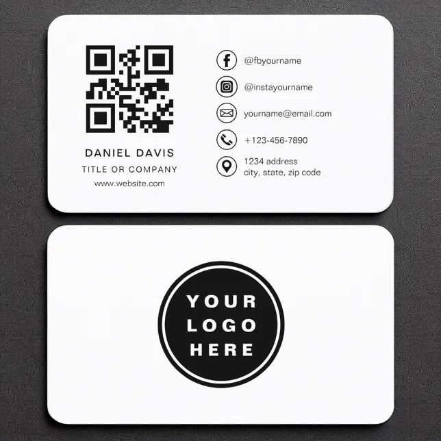 Simple Professional QR Code Minimalist Business Card | Zazzle