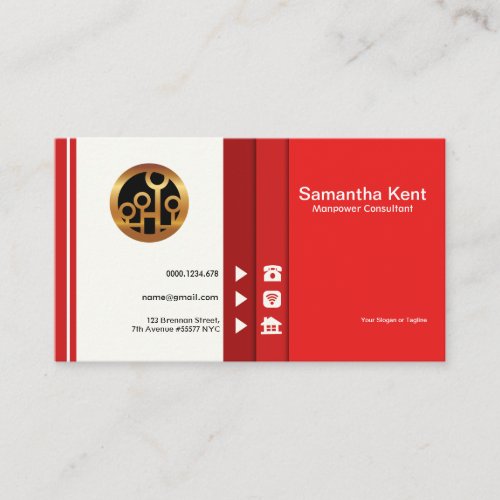 Simple Professional Red Layers Manpower Consultant Business Card