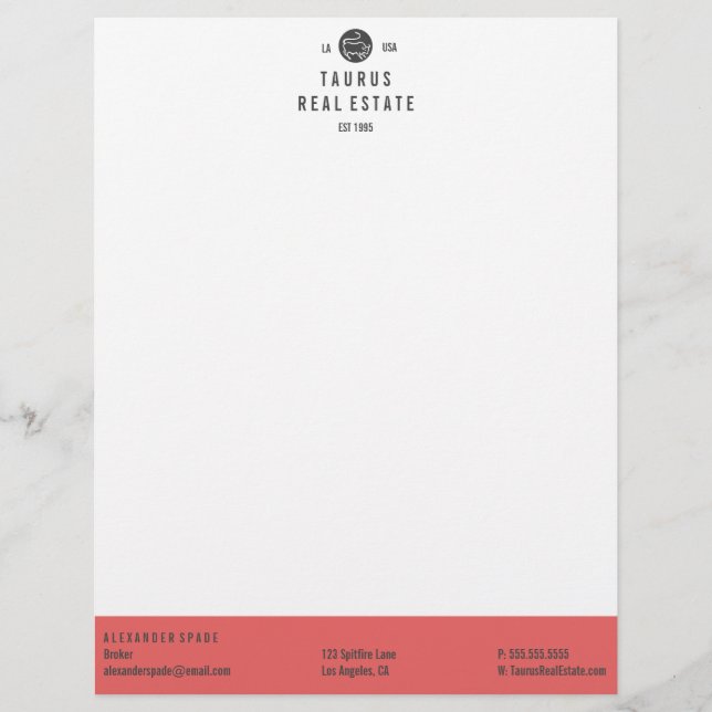 Simple Professional Red Stripe Letterhead Template (Front)