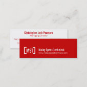 Simple professional red white skinny business card (Front/Back)