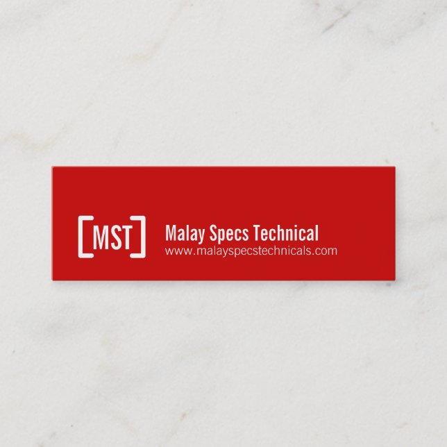 Simple professional red white skinny business card (Front)