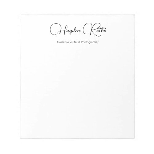 Simple Professional Signature Script White Notepad