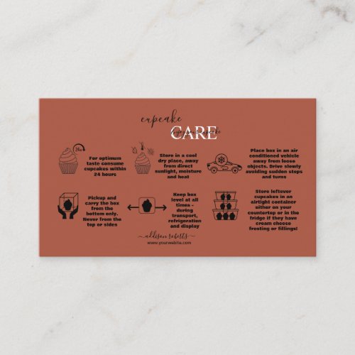 Simple Professional  Terracotta Cupcake Care   Business Card