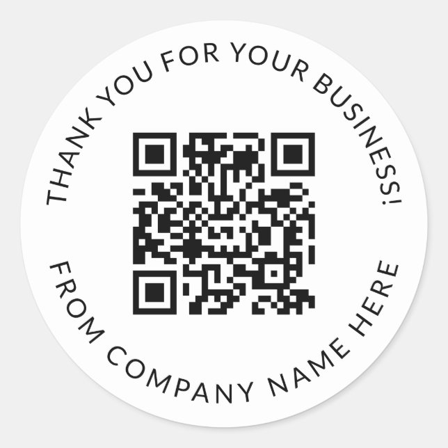 Simple Professional Thank you Qr Code Stickers (Front)