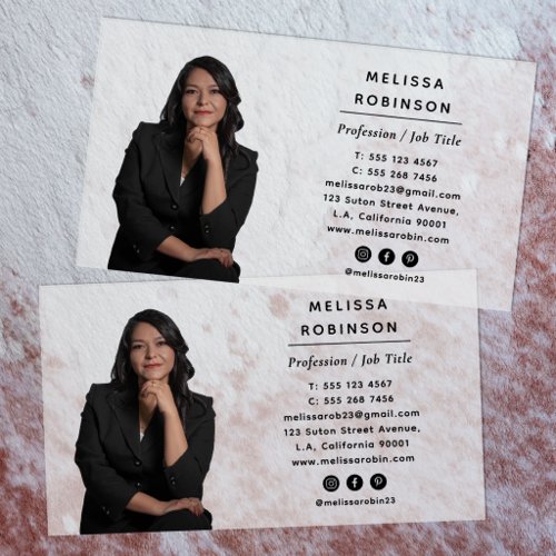 Simple Professional Transparent Photo Social Media Clear Business Cards