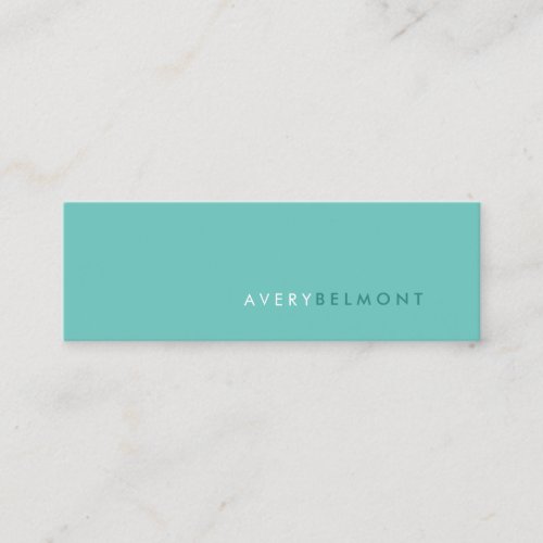 Simple Professional Turquoise Blue Modern   Mini Business Card