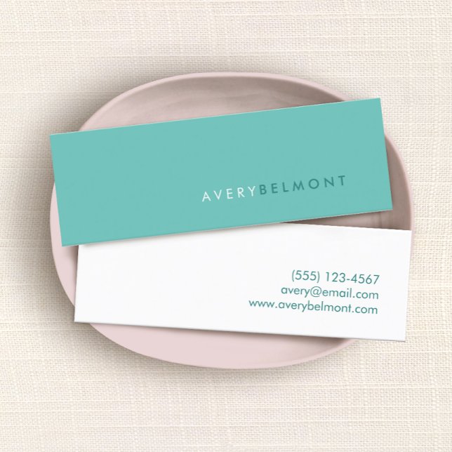 Simple Professional Turquoise Blue Modern   Mini Business Card (Creator Uploaded)