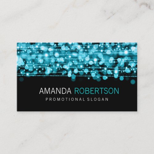 Simple Professional Turquoise Lights  Sparkles Business Card