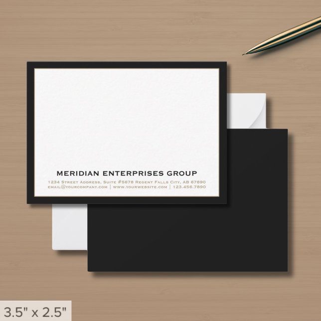 Simple Professional White Black Border Note Card (Creator Uploaded)