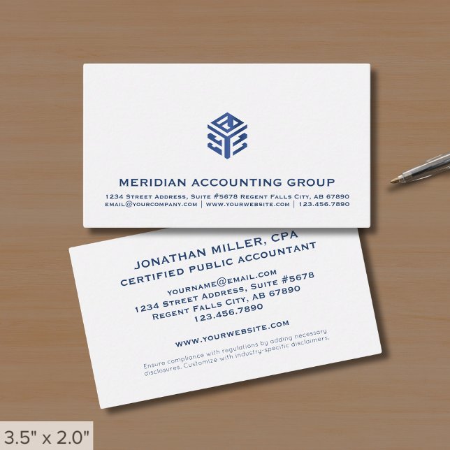 Simple Professional White Blue Logo Business Card (Creator Uploaded)