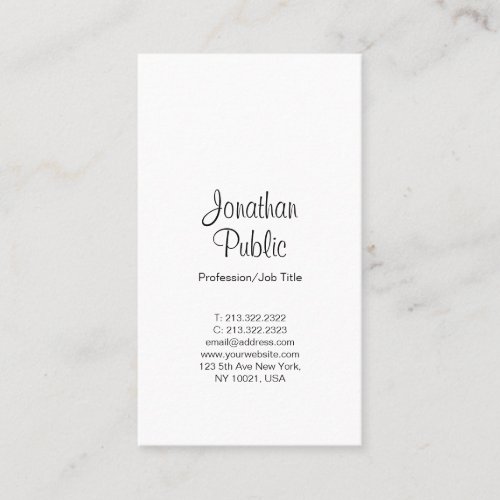 Simple Professional White Elegant Modern Vertical Business Card