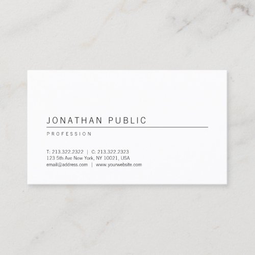 Simple Professional White Elegant Template Modern Business Card