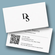 Simple Professional White with Initials QR Code