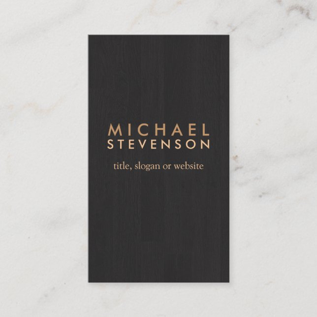 Simple Professional Wood Grain Look Black Business Card (Front)