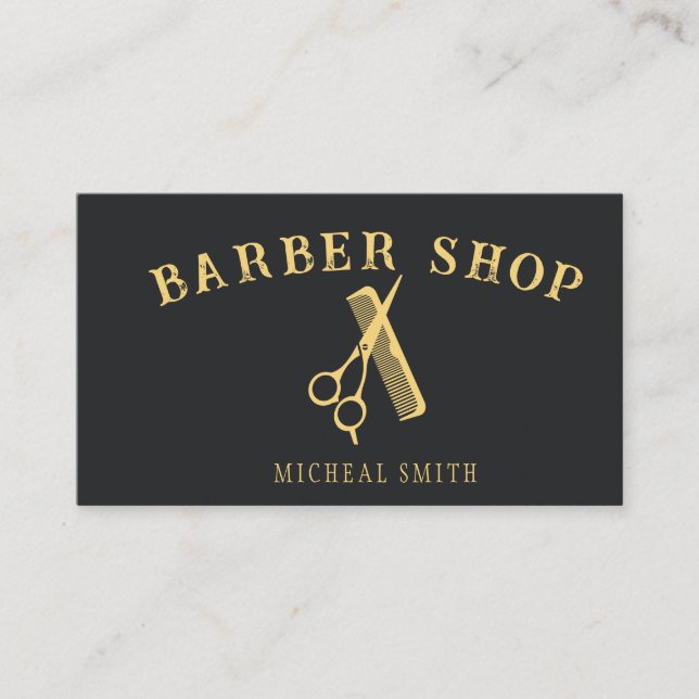 Simple professsional Barber  Business Card (Front)