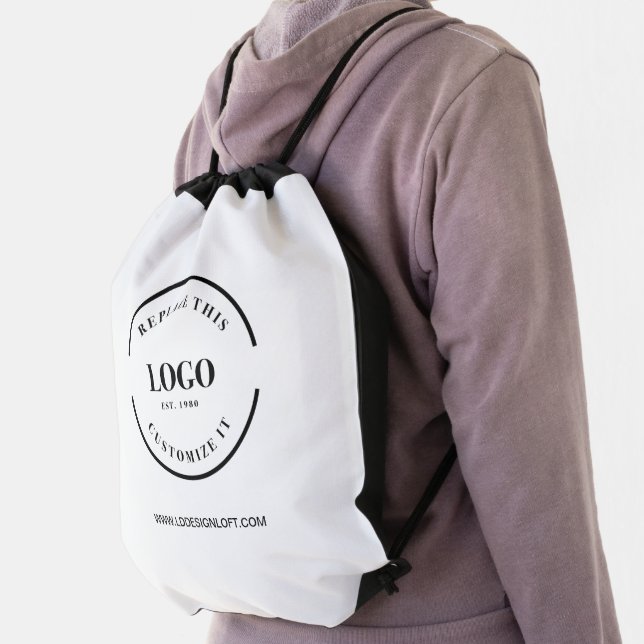 Simple Promotional Company Logo website Custom Drawstring Bag (Insitu)