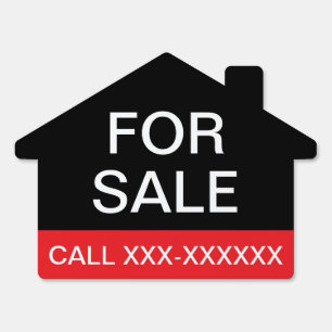 Simple Property For Sale House Shape Phone Number Sign