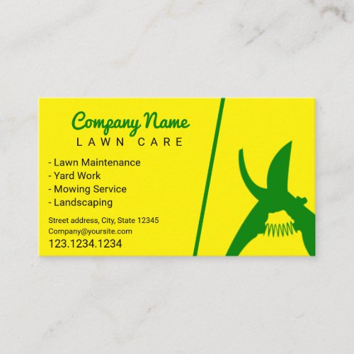 Simple Pruning Shears Silhouette Modern Lawn Care Business Card