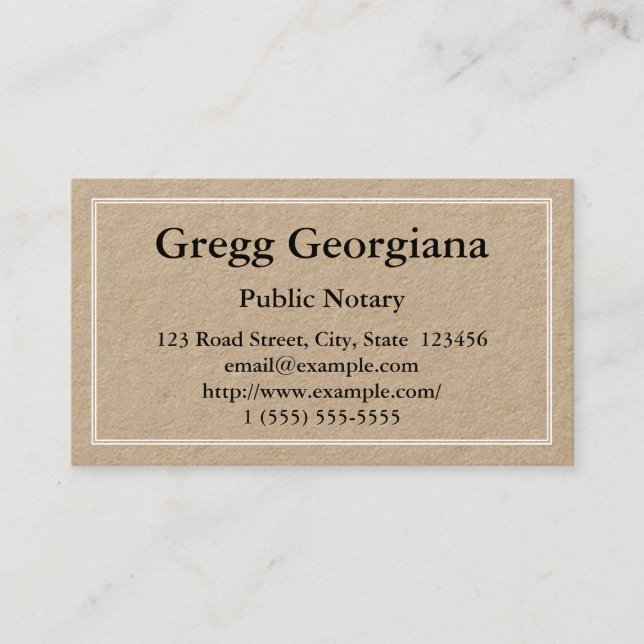 Simple Public Notary Business Card (Front)