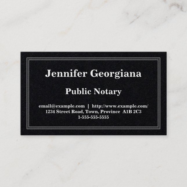 Simple Public Notary Business Card (Front)