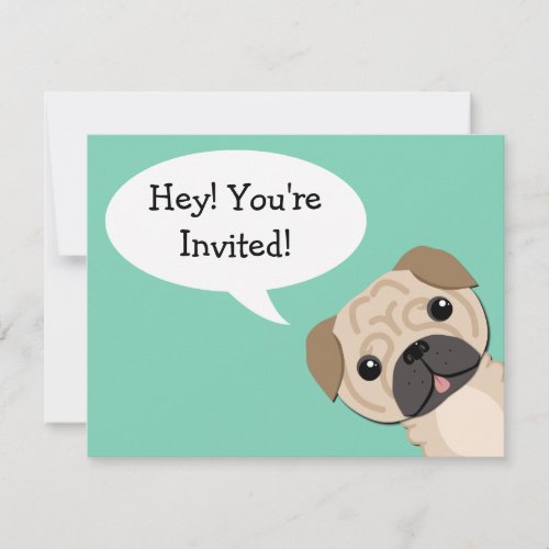 Simple Pug Birthday Invitation