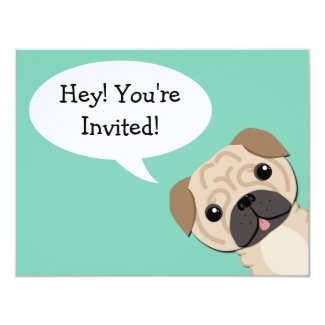 Simple Pug Birthday Invitation
