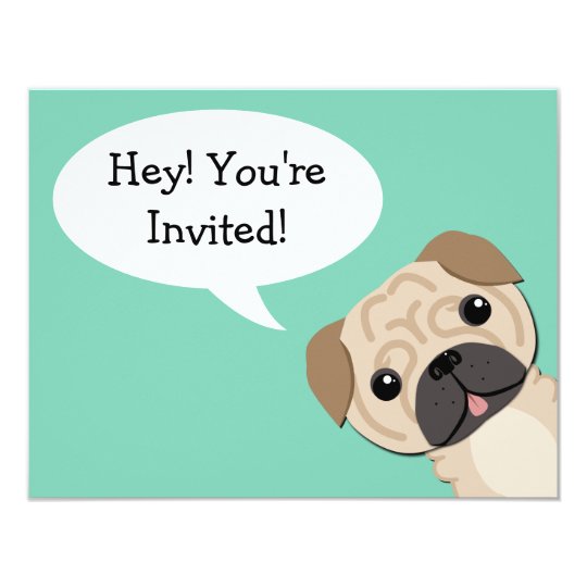 Simple Pug Birthday Invitation Zazzle Com
