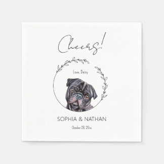 Simple Pug Dog Wedding Cocktail Napkins