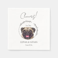 Simple Pug Dog Wedding Cocktail Napkins