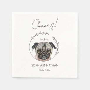 Simple Pug Dog Wedding Cocktail Napkins