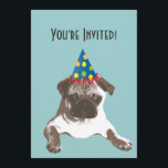 Simple Pug in Hat Birthday Party Invitation<br><div class="desc">Simple Pug in Hat Birthday Party Invitation.</div>