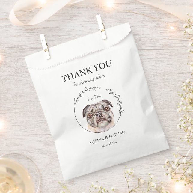 Simple Pug Wedding Thank You Favor Bag (Clipped)