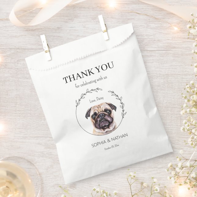 Simple Pug Wedding Thank You Favor Bag (Clipped)