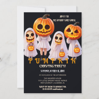 Simple Pumpkin Carving Halloween Party Invitation