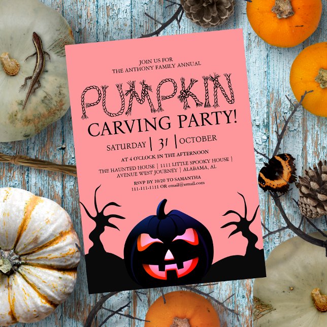Simple Pumpkin Carving Party Halloween Spooky Invitation (Creator Uploaded)