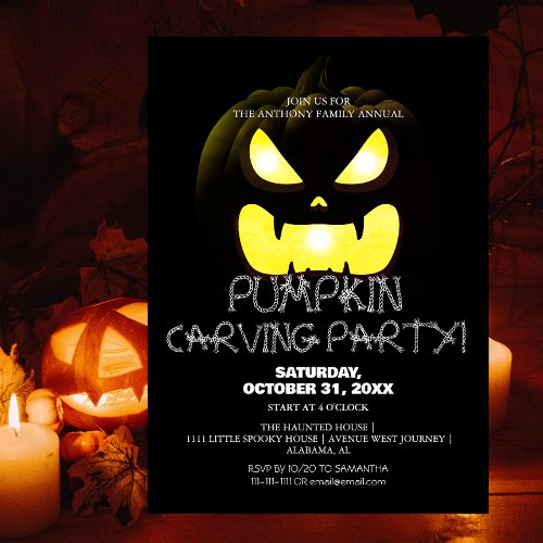 Simple Pumpkin Carving Party Halloween Spooky  Invitation