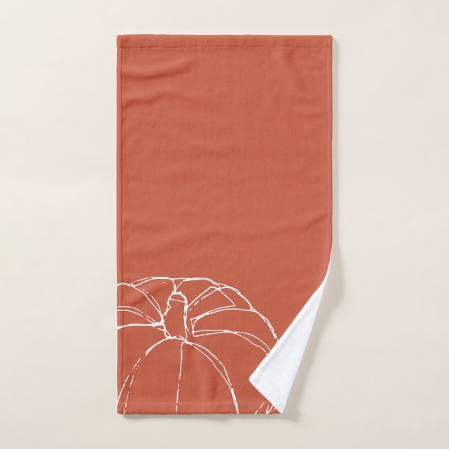 Simple pumpkin lineart burnt orange fall hand towel  (Hand Towel)