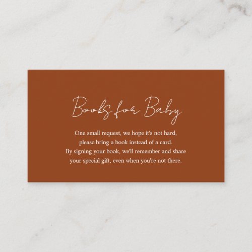 Simple Pumpkin Orange Baby Shower Books for Baby Enclosure Card