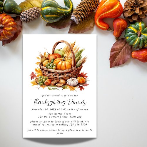 Simple Pumpkin Thanksgiving Dinner Invitation