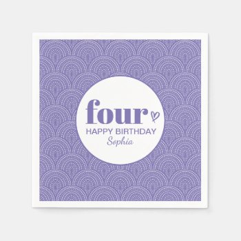 Simple Purple 4th Birthday With Name Napkins by DancingPelican at Zazzle