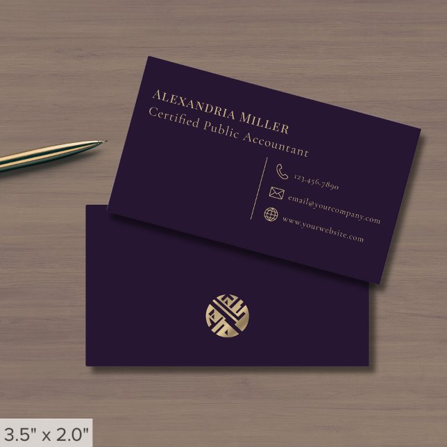 Simple Purple and Gold Business Card (Creator Uploaded)