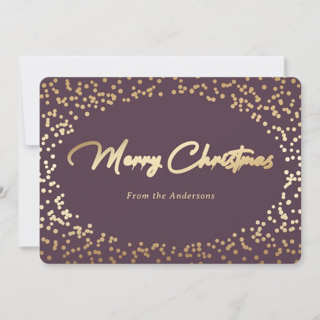 Simple Purple and Gold Foil Christmas Cards (Front)