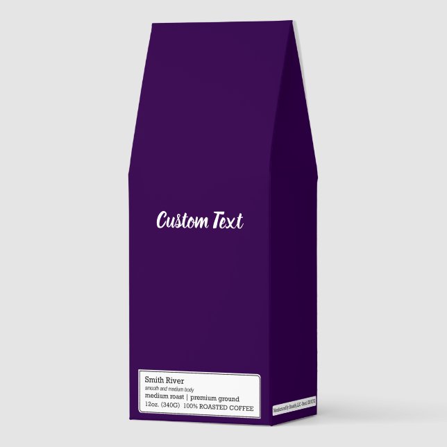 Simple Purple and White Cursive Script Text Roasted Coffee (Front)