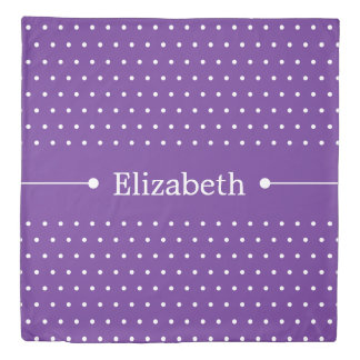 Simple Purple and White Dots Dotted Name Duvet Cover