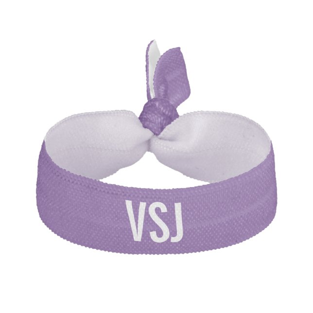 Simple Purple and White Initials Letters Monogram Elastic Hair Tie (Front)