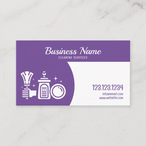 Simple Purple and White Maid Housekeeper Cleaning Business Card