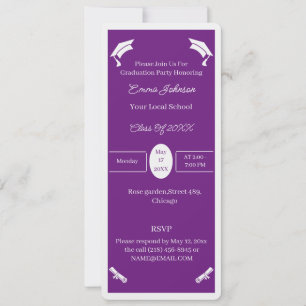 Simple Purple And White Personalized Graduation Invitation