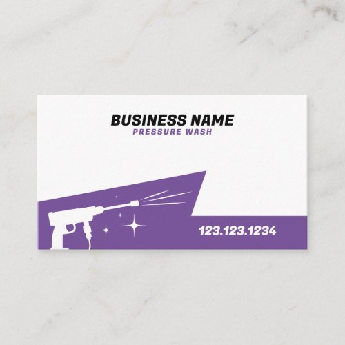 Simple Purple and White Pressure Washer Gun Business Card