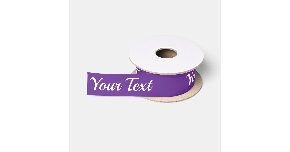 Simple Purple and White Script Text Template Satin Ribbon | Zazzle