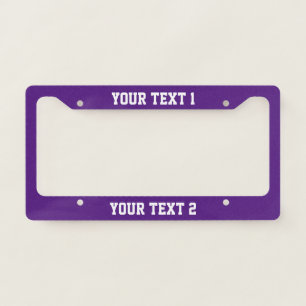 Simple Purple and White Text Template License Plate Frame